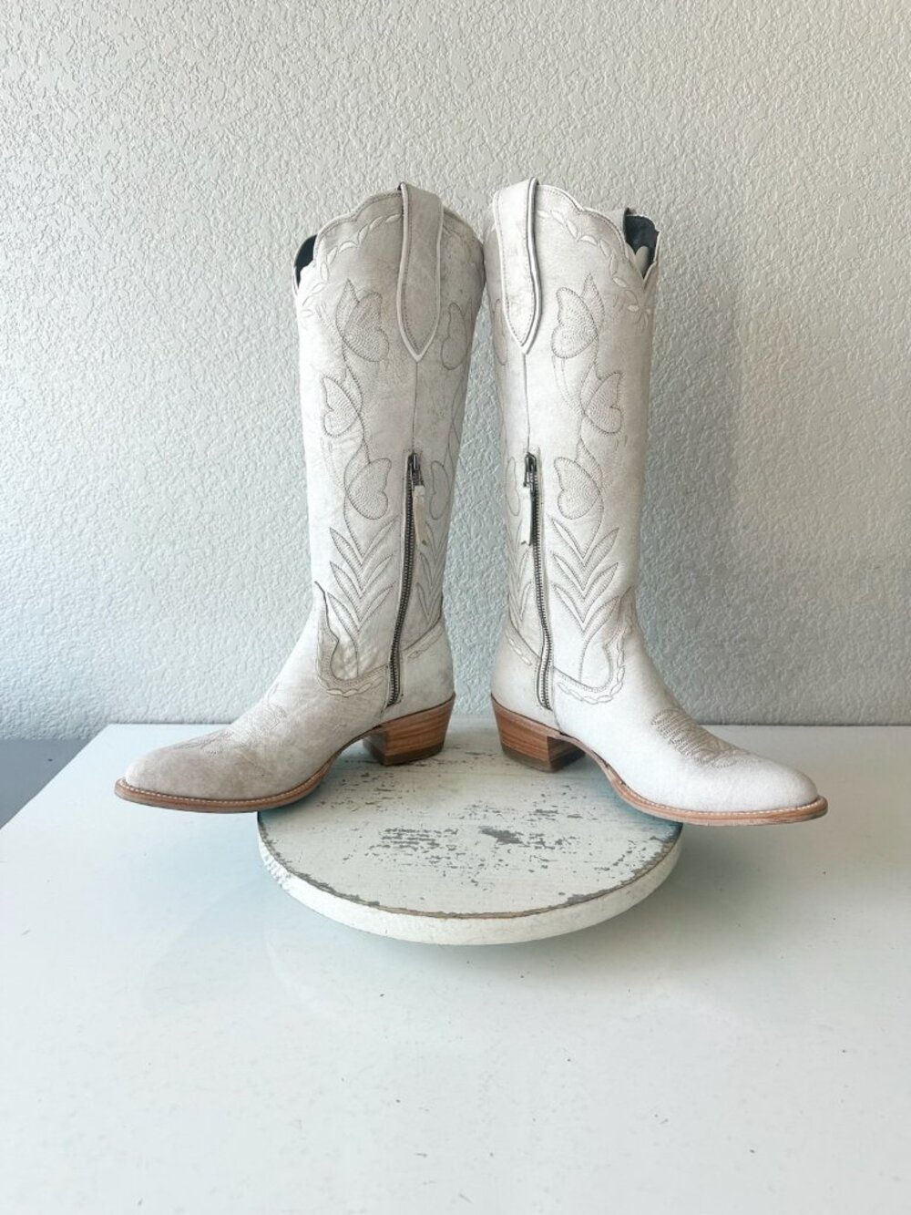 Lane SWEET MEMORIES Knee High Womens White Cowboy Boots Cowgirl Western Tall 8.5 - Picture 8 of 10